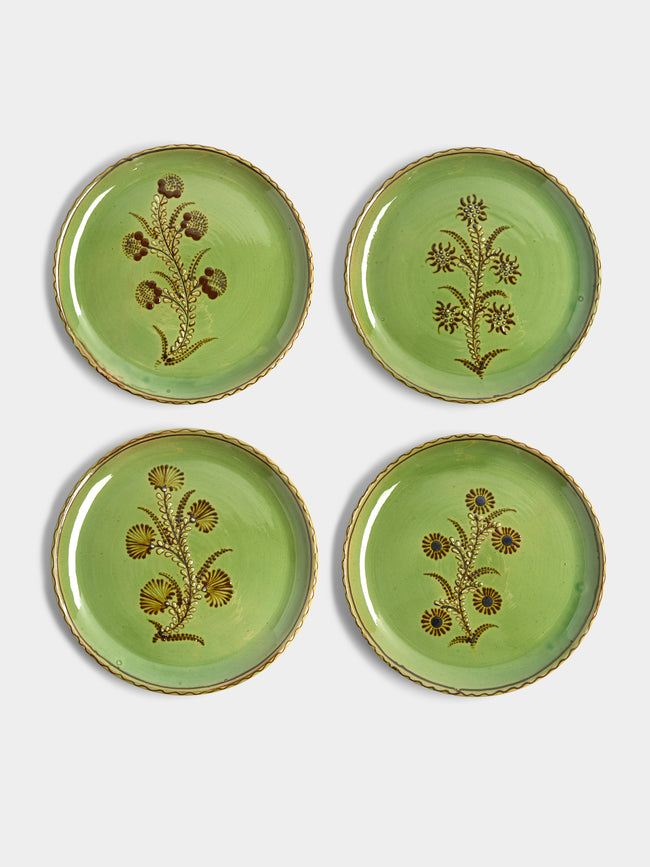 Poterie d’Évires - Flowers Hand-Painted Ceramic Dinner Plates (Set of 4) -  - ABASK - 