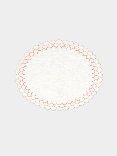 Los Encajeros - Escamas Embroidered Linen Placemats (Set of 4) -  - ABASK - 