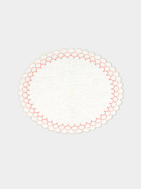 Los Encajeros - Escamas Embroidered Linen Placemats (Set of 4) -  - ABASK - 