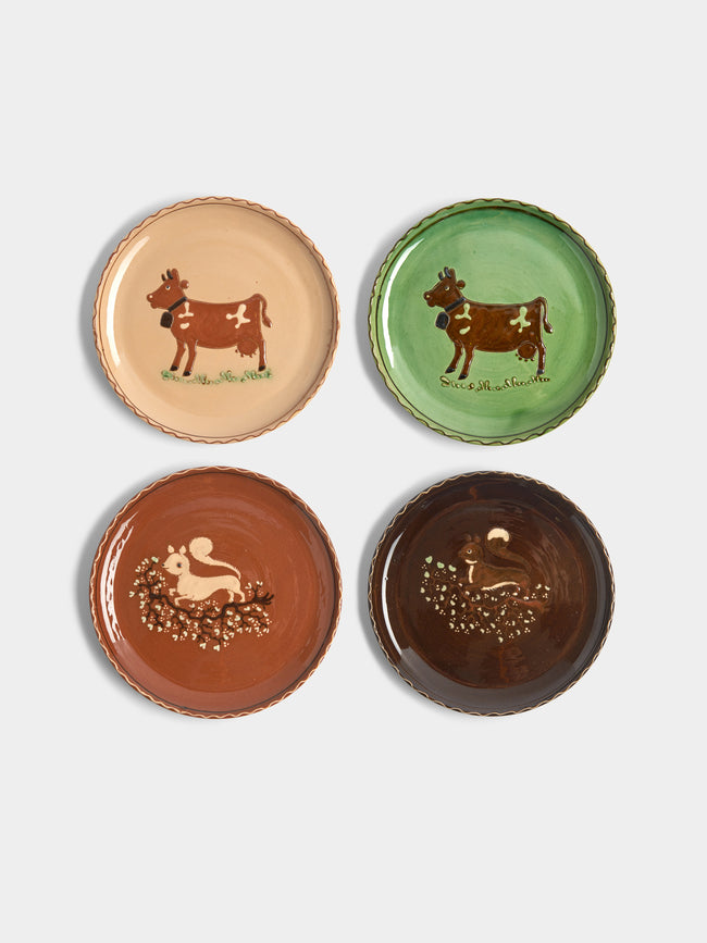 Poterie d’Évires - Animals Hand-Painted Ceramic Side Plates (Set of 4) -  - ABASK - 