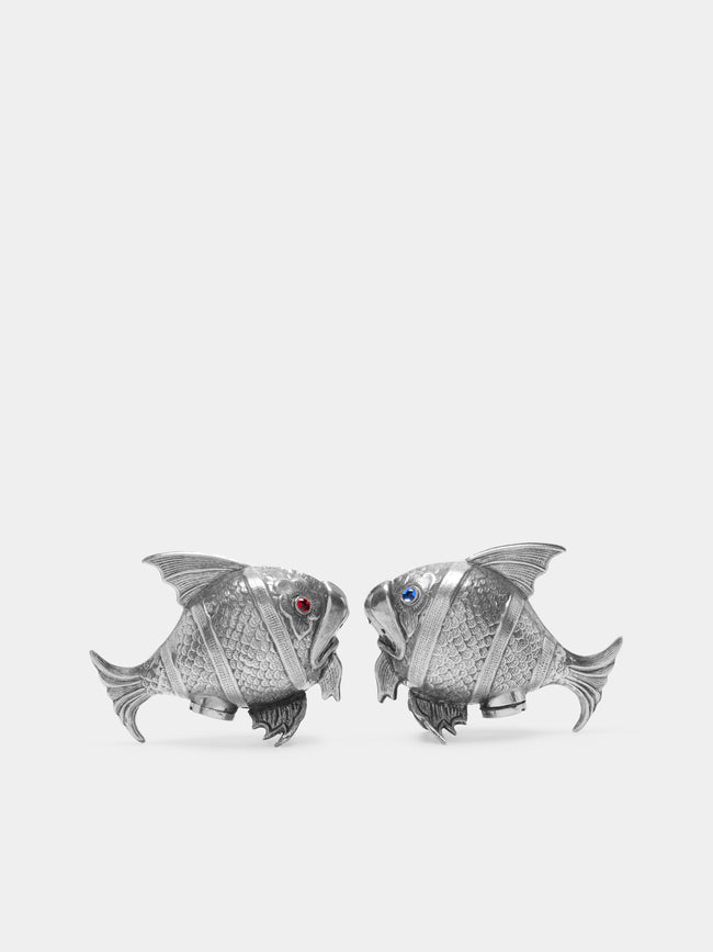 Antique and Vintage - Early-20th Century Solid Silver Fish Salt and Pepper Shakers -  - ABASK - 