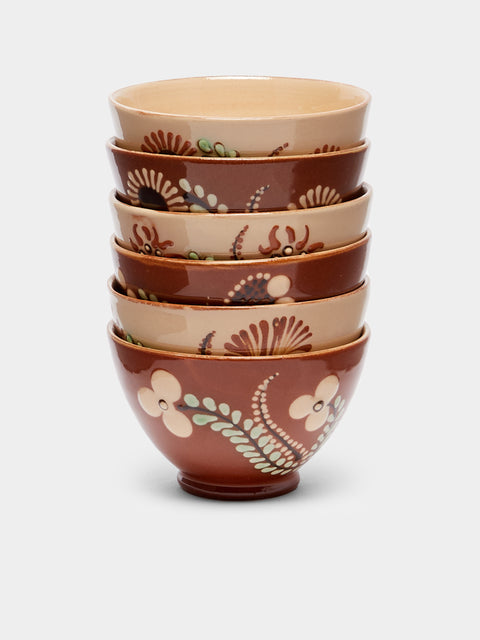 Poterie d’Évires - Flowers Hand-Painted Ceramic Espresso Cups (Set of 6) -  - ABASK