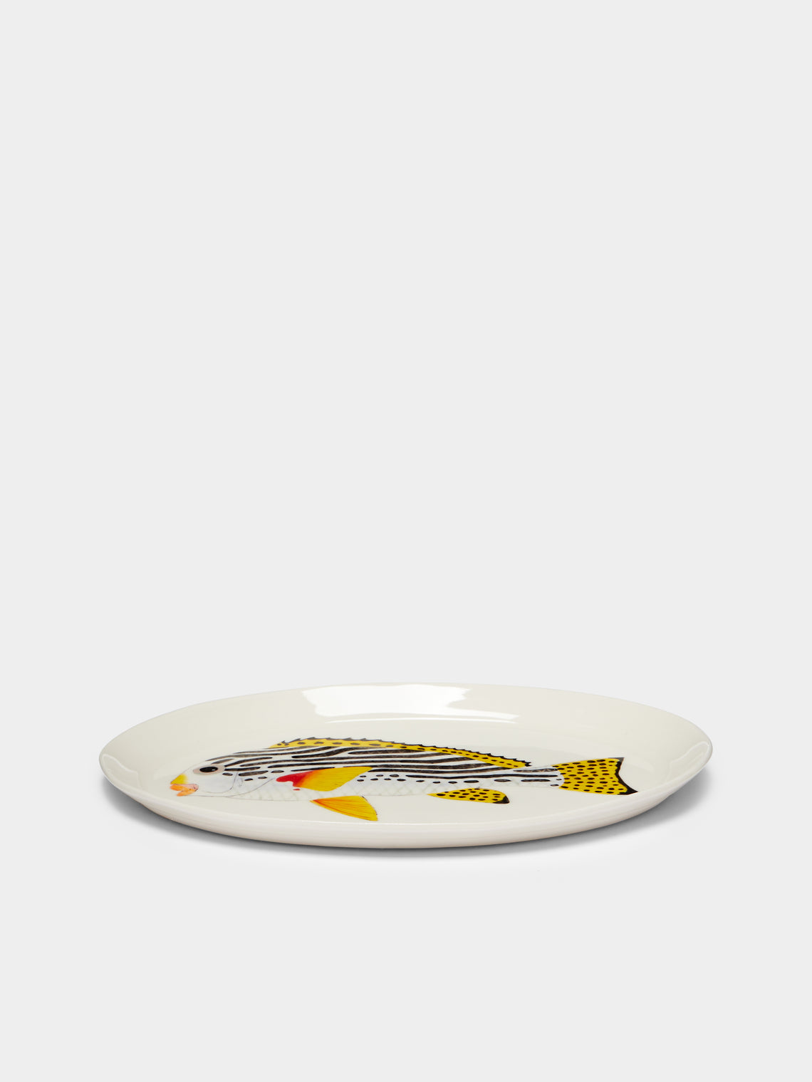 Casa Adams - Diagonal-Banded Sweetlips Hand-Painted Porcelain Serving Platter -  - ABASK