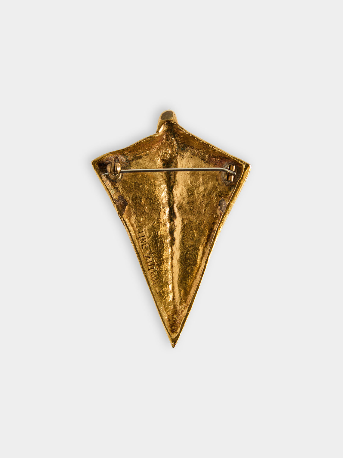 Mahnaz Collection - Vintage 1945 Line Vautrin Gilt Bronze Triangle Brooch -  - ABASK