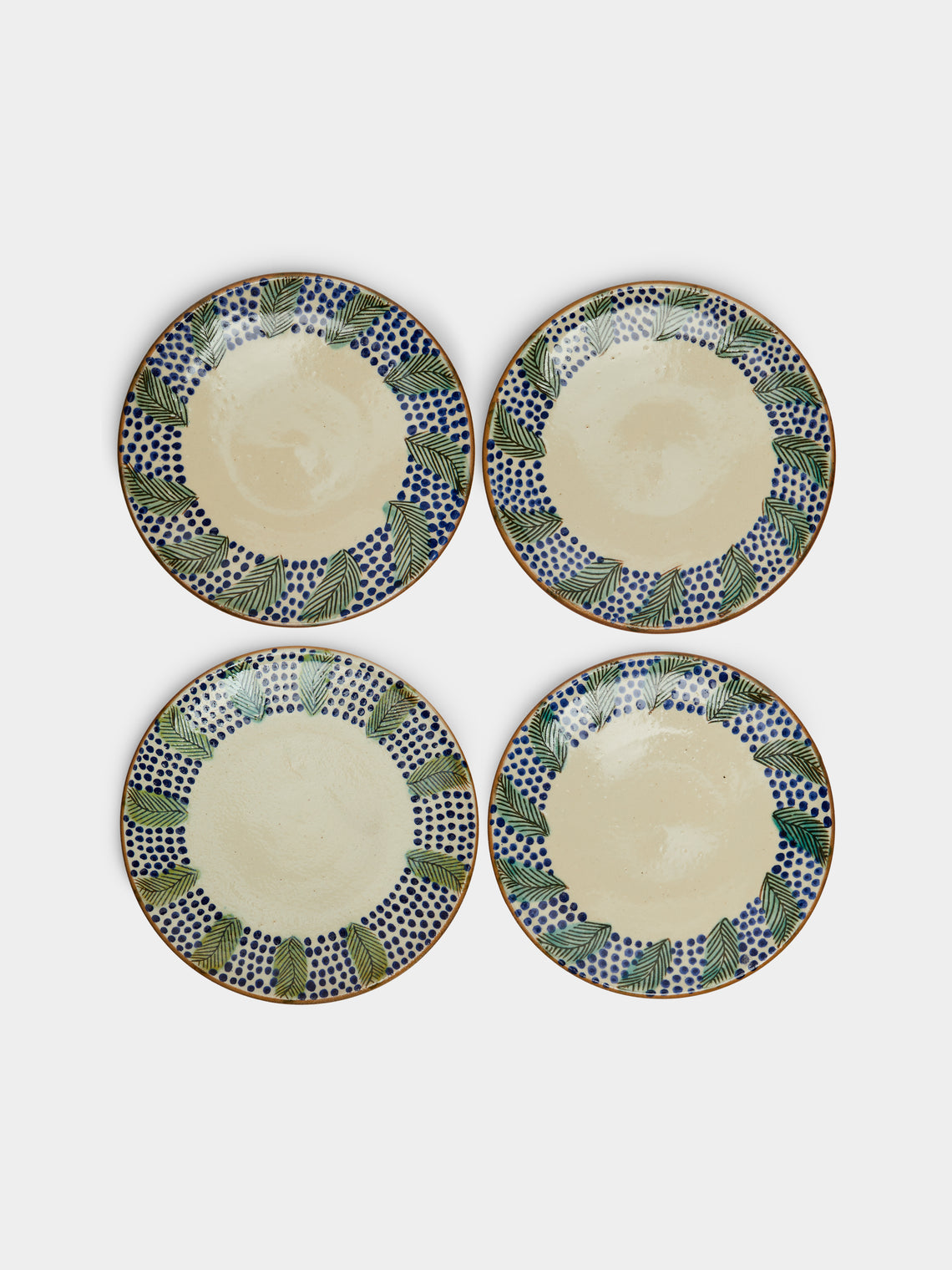 Anut Cairo - Leaves Hand-Painted Ceramic Dinner Plates (Set of 4) -  - ABASK