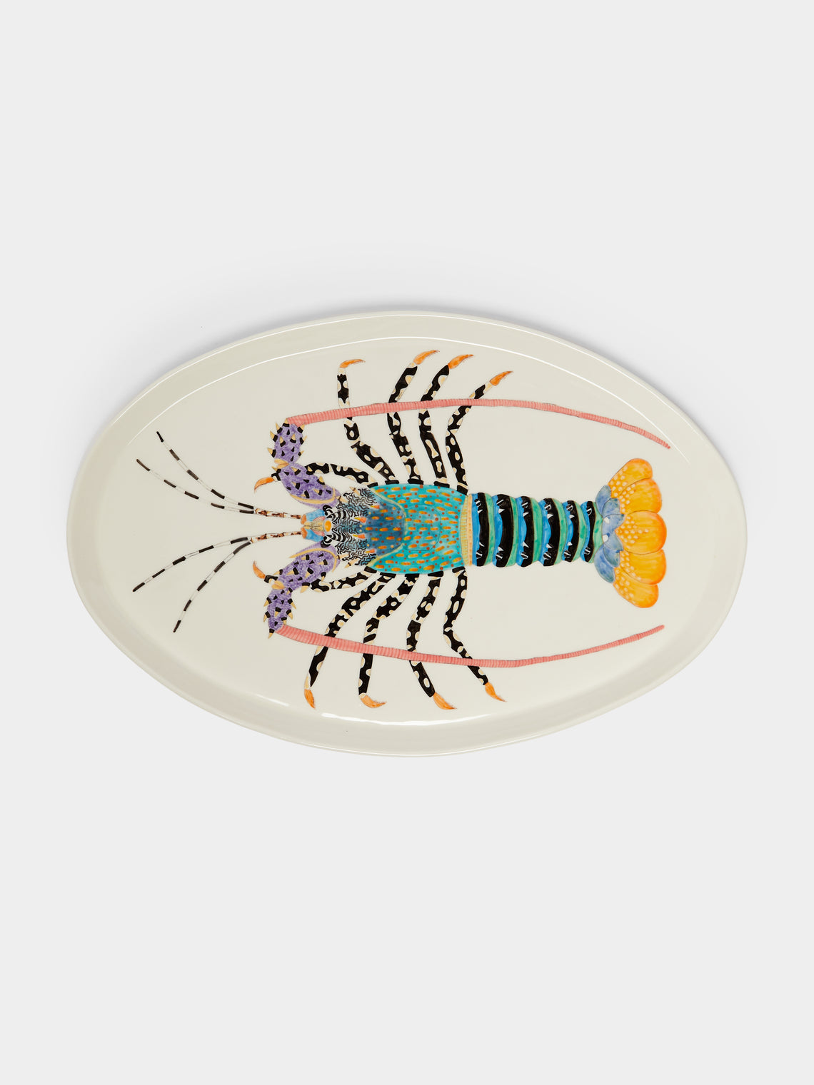 Casa Adams - Tropical Rock Lobster Hand-Painted Porcelain Large Serving Platter -  - ABASK - 