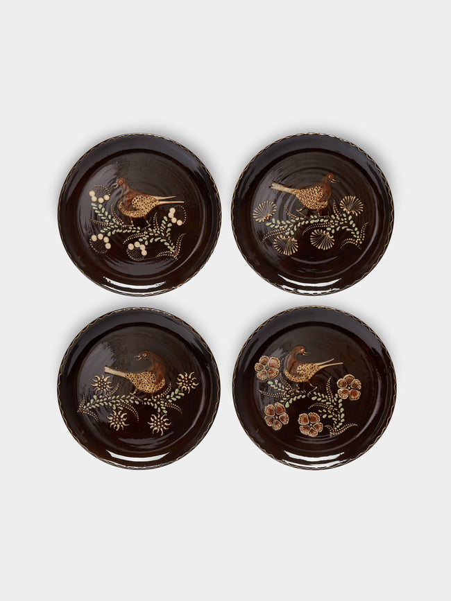 Poterie d’Évires - Birds Hand-Painted Ceramic Dinner Plates (Set of 4) -  - ABASK - 