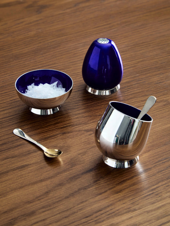 Antique and Vintage - Early-20th Century Michelsen Sterling Silver and Enamel Salt, Pepper and Mustard Set -  - ABASK