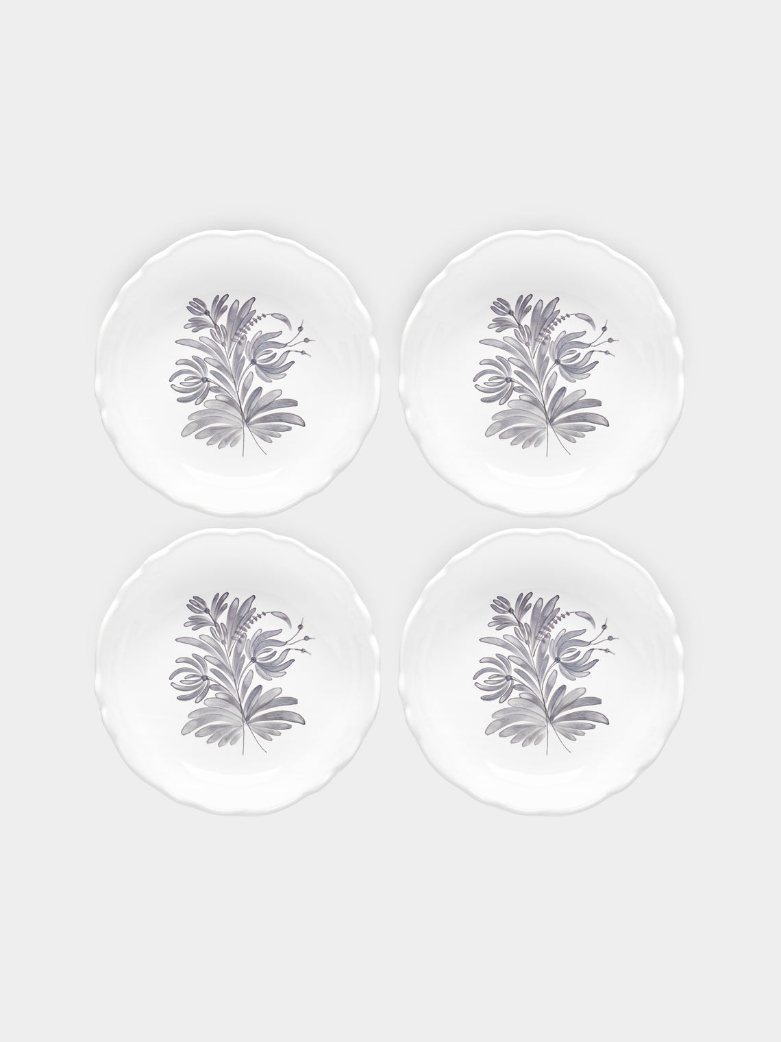 Bourg Joly Malicorne - Antique Fleurs Hand-Painted Ceramic Soup Bowls (Set of 4) -  - ABASK