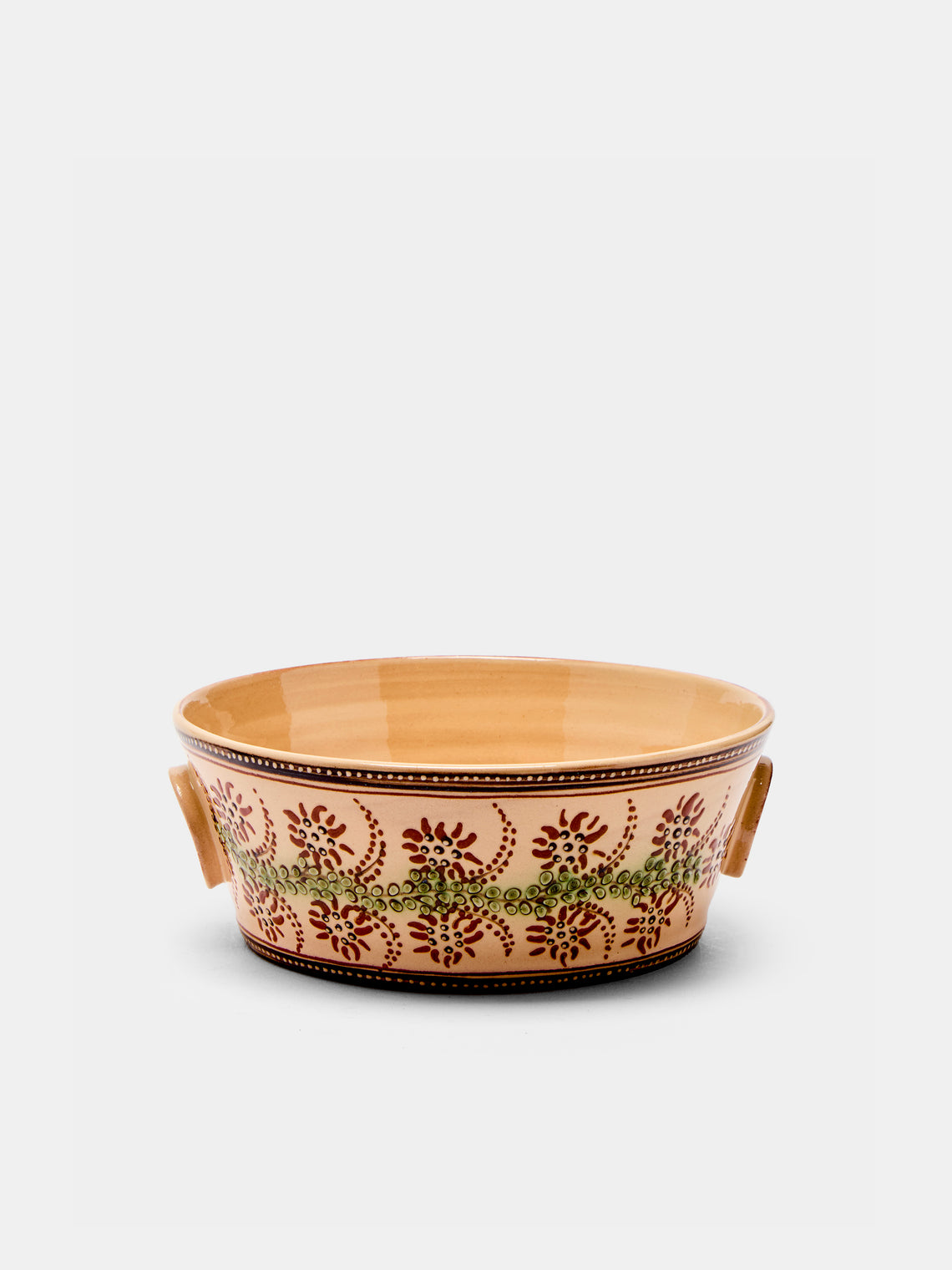 Poterie d’Évires - Flowers Hand-Painted Ceramic Small Handled Serving Bowl -  - ABASK - 