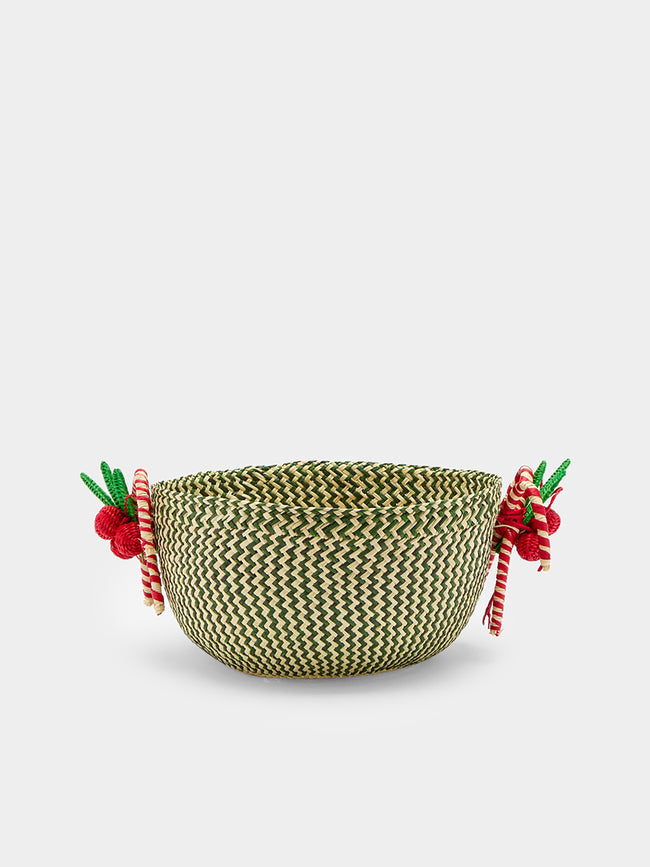 Coro Cora - Candy Canes Handwoven Iraca Palm Bread Baskets (Set of 2) -  - ABASK - 