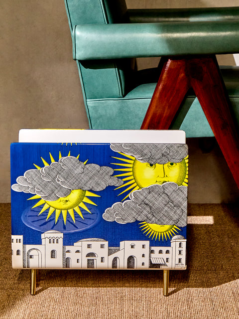 Fornasetti - Sole di Capri Hand-Painted Metal Magazine Rack -  - ABASK