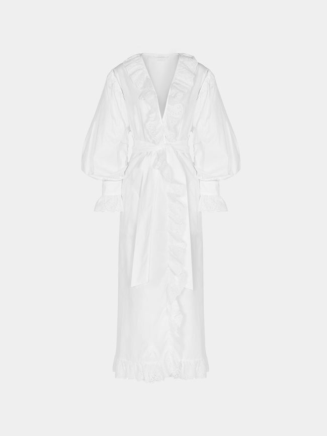 Loretta Caponi - Ursula Embroidered Cotton Dress -  - ABASK - 