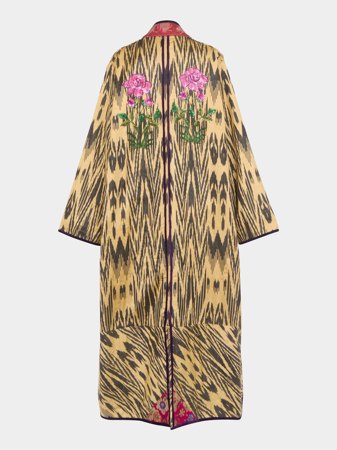 Nazzy Beglari - Hand-Loomed Ikat Velvet Reversible Robe  | One Size -  - ABASK