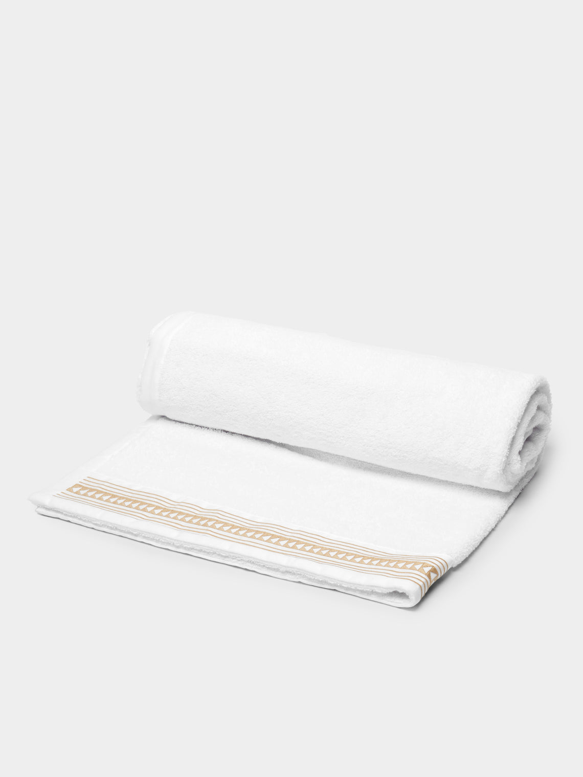 Loretta Caponi - Arrows Hand-Embroidered Cotton Bath Towel -  - ABASK