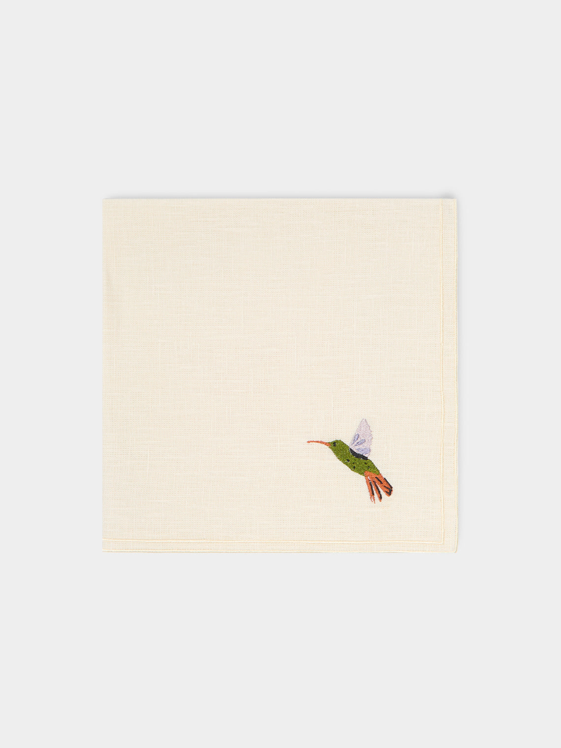 La Gallina Matta - Tropical Birds Embroidered Linen Napkins (Set of 6) -  - ABASK