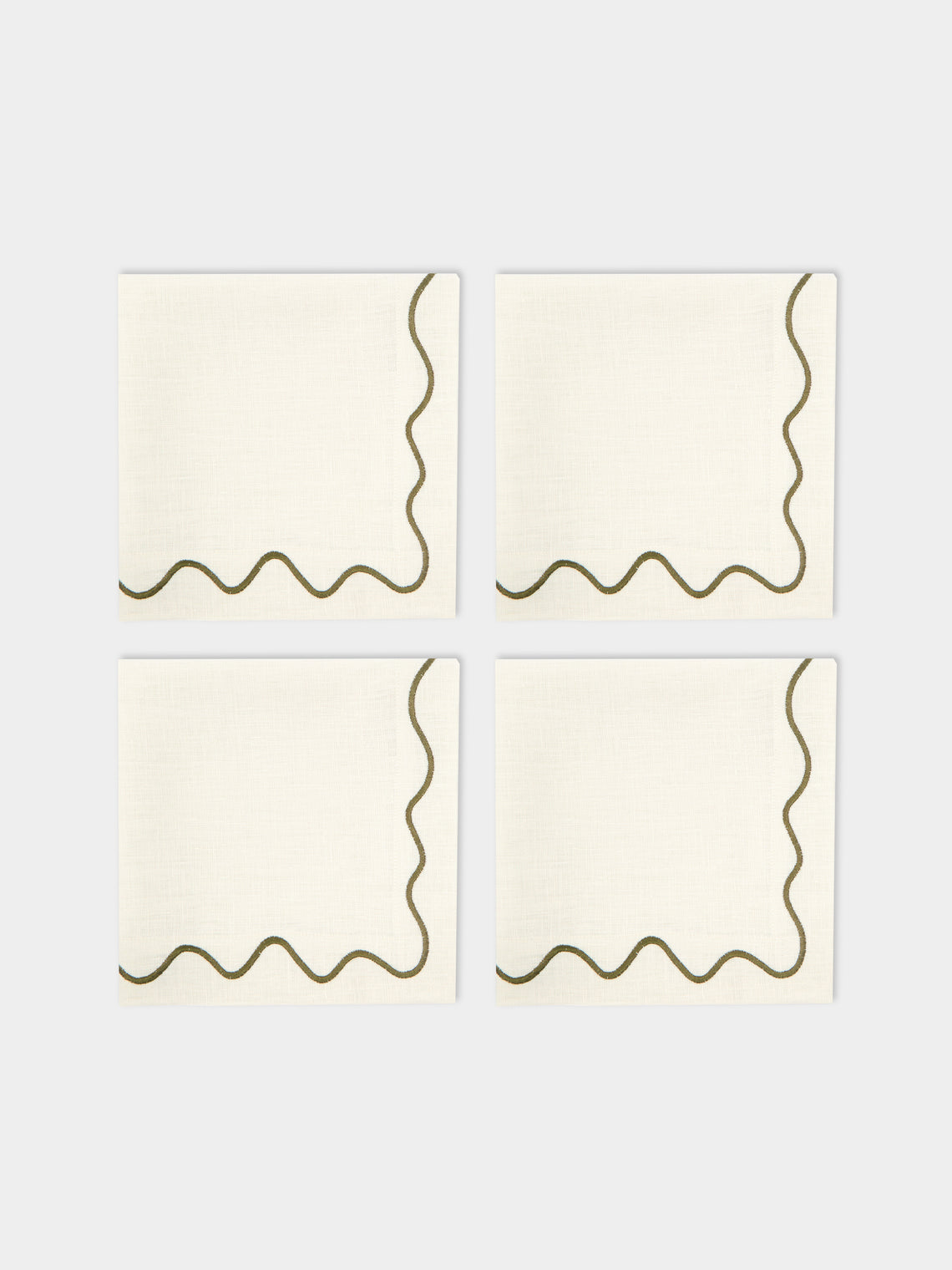 The Table Love - The Squiggle Hand-Embroidered Linen Napkins (Set of 4) -  - ABASK