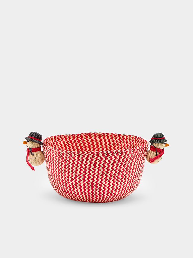 Coro Cora - Snowmen Handwoven Iraca Palm Bread Baskets (Set of 2) -  - ABASK - 