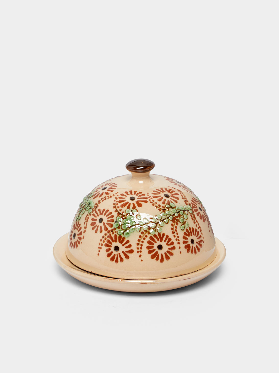 Poterie d’Évires - Flowers Hand-Painted Ceramic Small Butter Dish -  - ABASK - 