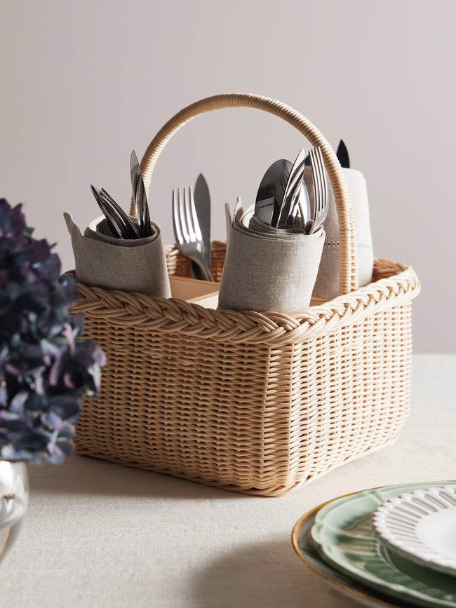 Mila Maurizi - Gerbera Handwoven Wicker Cutlery Holder -  - ABASK