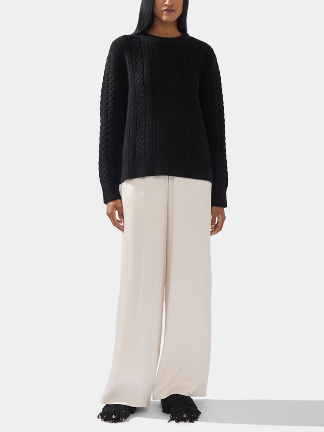 Ryan Roche - Cashmere Cable-Knit Crew-Neck Sweater -  - ABASK