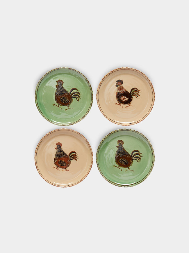 Poterie d’Évires - Chickens Hand-Painted Ceramic Small Plates (Set of 4) -  - ABASK - 