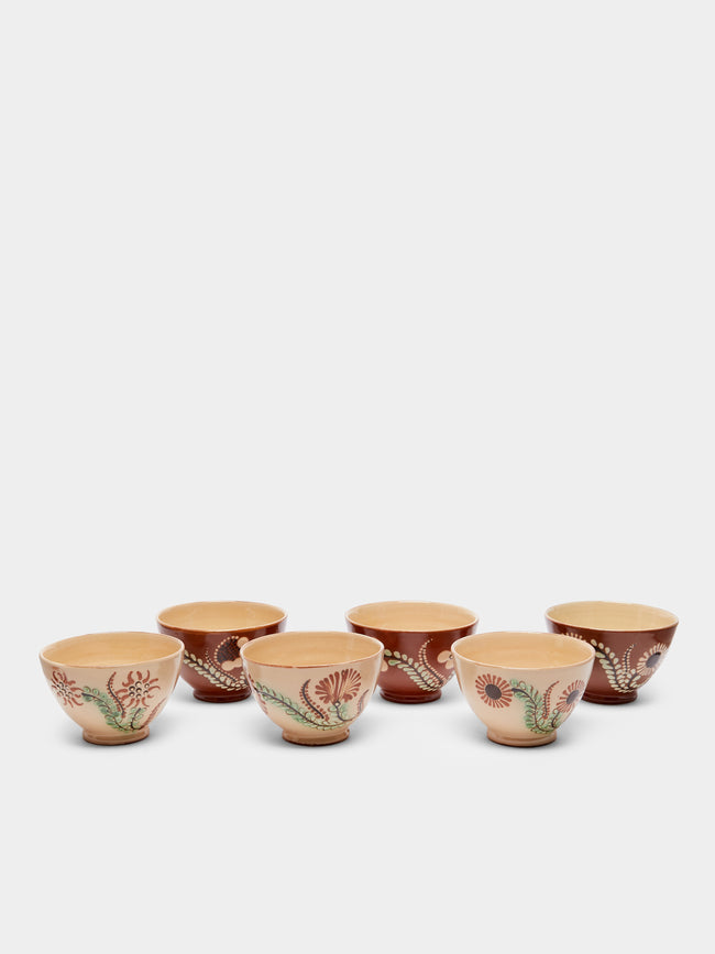 Poterie d’Évires - Flowers Hand-Painted Ceramic Espresso Cups (Set of 6) -  - ABASK - 