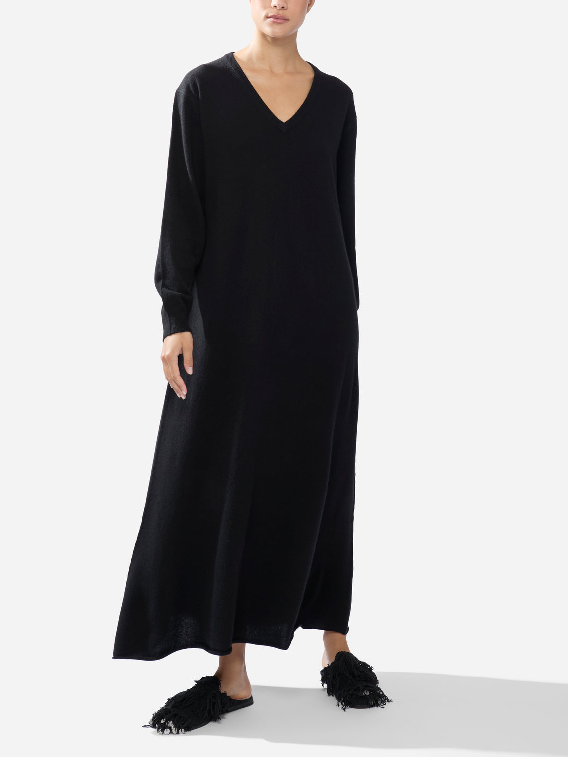 Ryan Roche - Cashmere V-Neck Long Dress | Size: S -  - ABASK