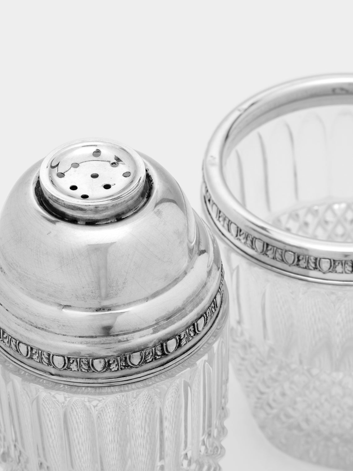 Antique and Vintage - 1930s Solid Silver and Crystal Cocktail Shaker and Ice Bucket Set -  - ABASK