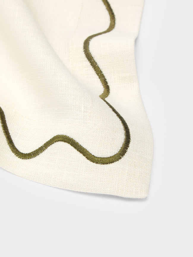 The Table Love - The Squiggle Hand-Embroidered Linen Napkins (Set of 4) -  - ABASK