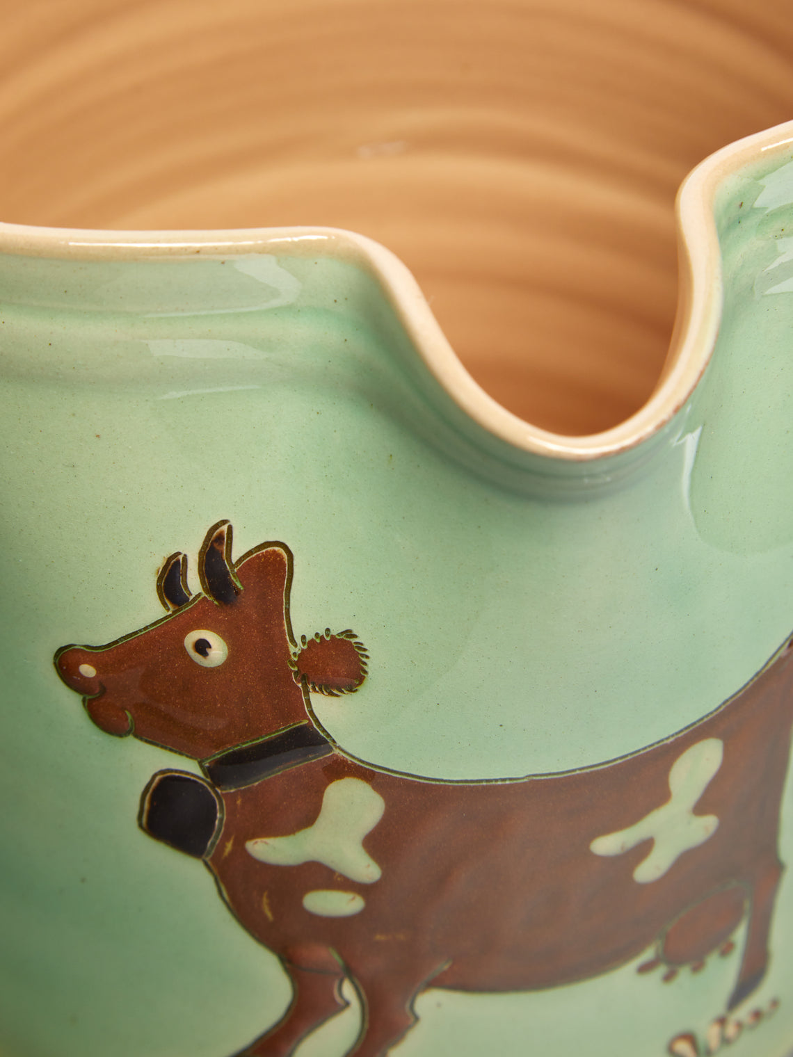 Poterie d’Évires - Cows Hand-Painted Ceramic Straight-Edge Jug -  - ABASK