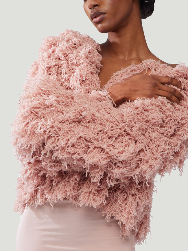 Ryan Roche - Furry Cashmere Cardigan - Pink - ABASK