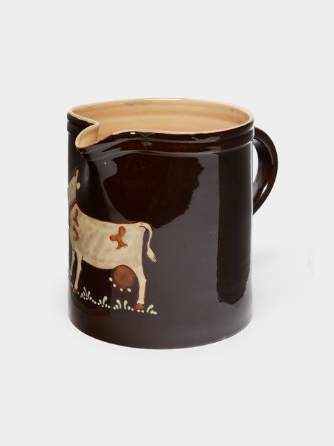 Poterie d’Évires - Cows Hand-Painted Ceramic Large Straight-Edge Jug -  - ABASK - 