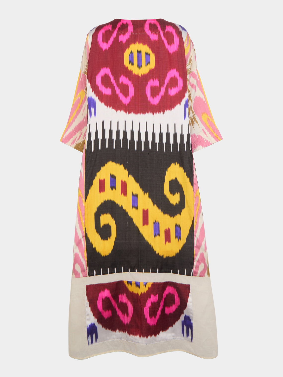 Nazzy Beglari - Hand-Loomed Ikat Silk and Cotton Kaftan Dress  | One Size -  - ABASK