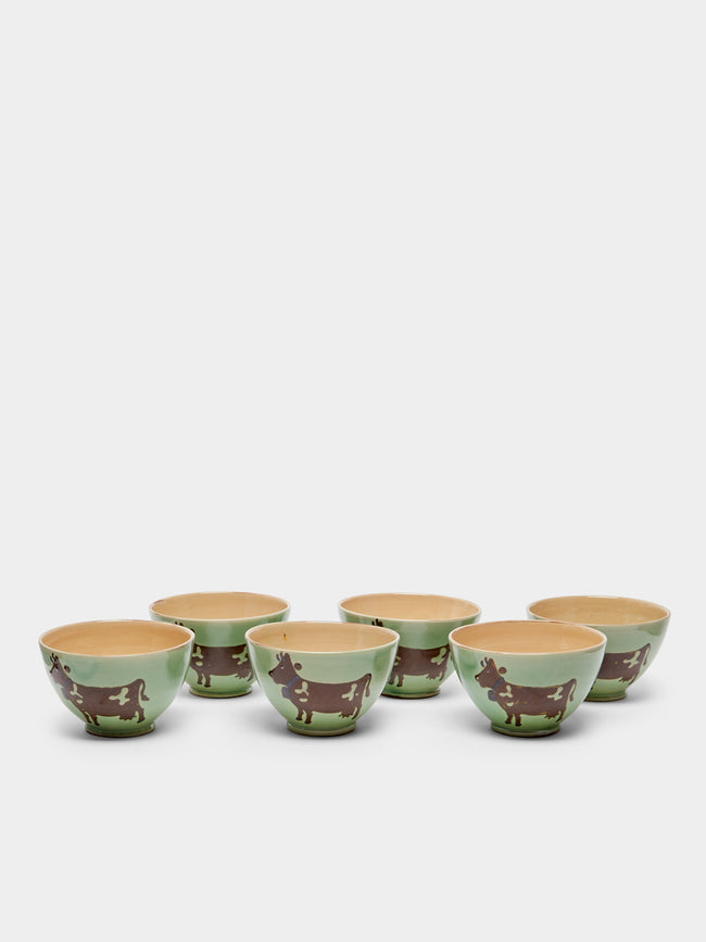 Poterie d’Évires - Cows Hand-Painted Ceramic Cereal Bowls (Set of 6) -  - ABASK - 