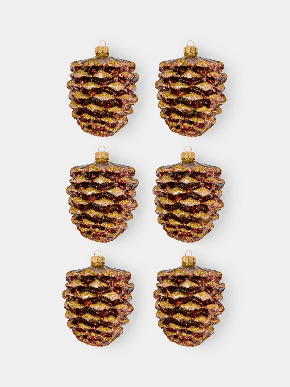 Antique and Vintage - Hand-Blown Glass Pinecone Tree Decorations (Set of 6) -  - ABASK - 