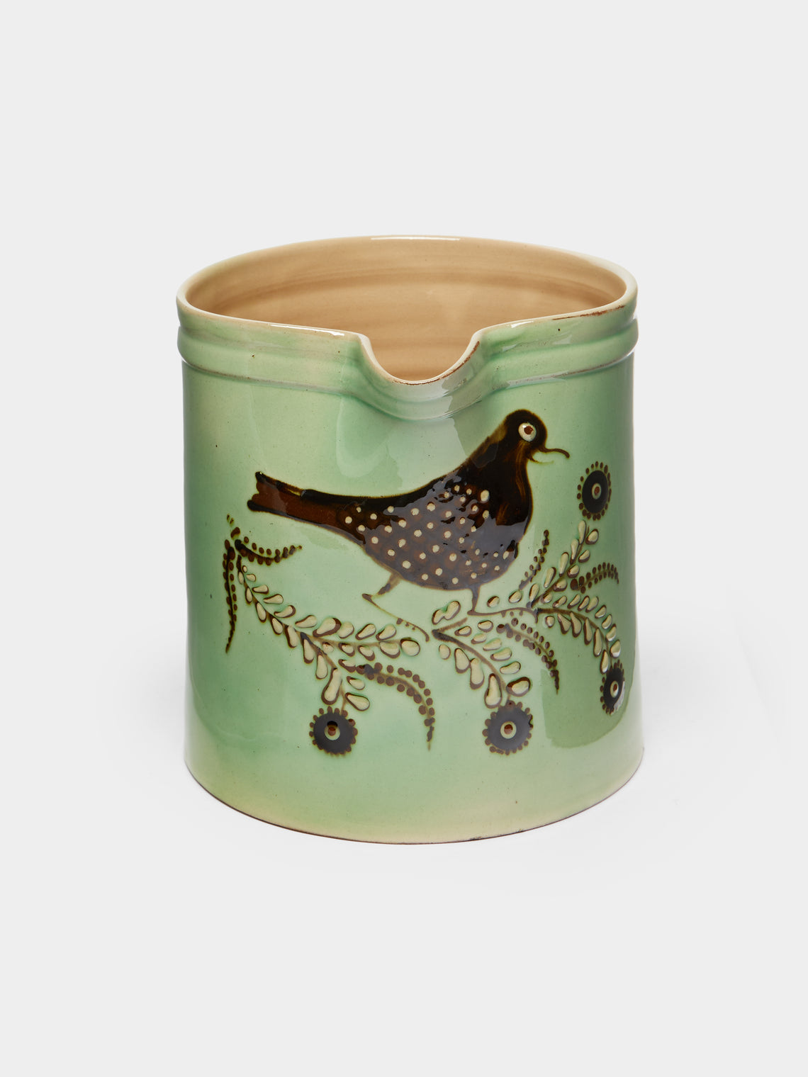 Poterie d’Évires - Birds Hand-Painted Ceramic Straight-Edge Jug -  - ABASK