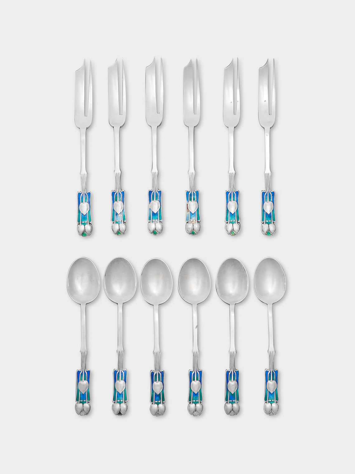 Antique and Vintage - Sterling Silver Tea and Cake Spoons (Set of 12) -  - ABASK - 