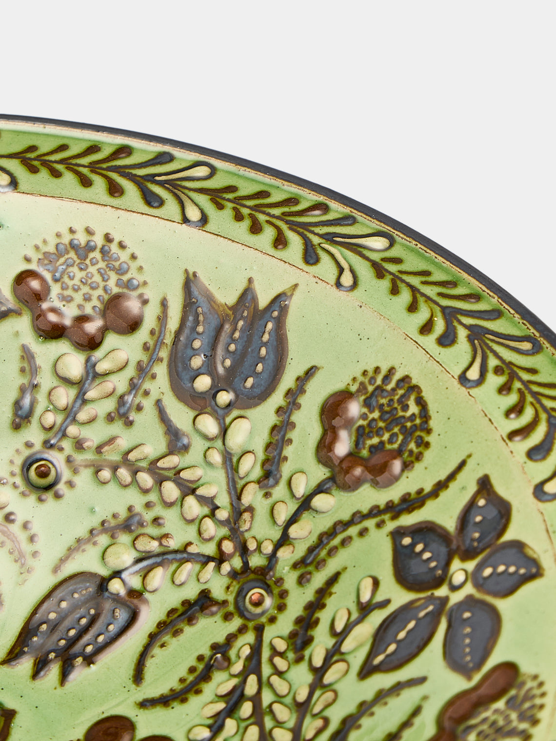 Poterie d’Évires - Flowers Hand-Painted Ceramic Large Breakfast Serving Bowl -  - ABASK