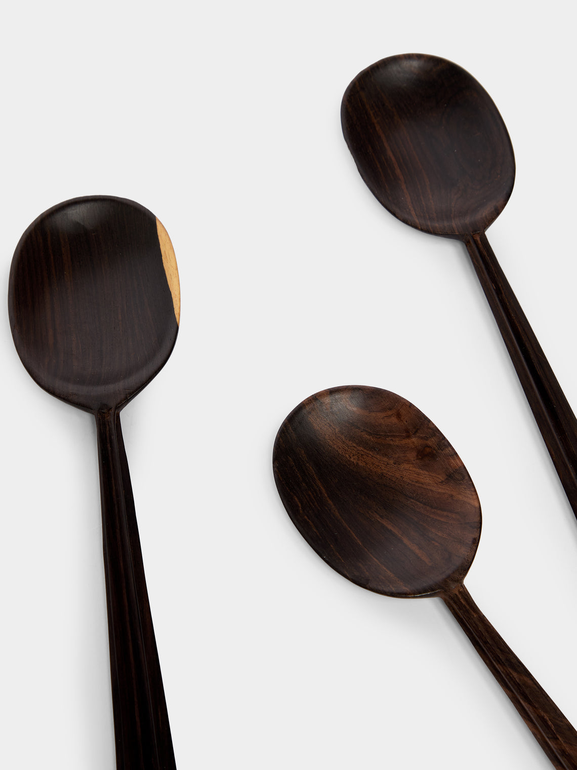 Qäsa Qäsa Carvers - In the Groove Hand-Carved Blackwood Large Serving Spoons (Set of 4) -  - ABASK