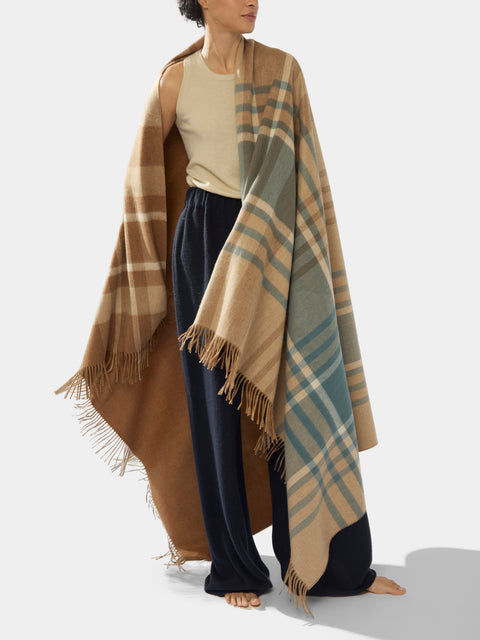 Johnstons of Elgin - Cashmere Reversible Check Blanket -  - ABASK