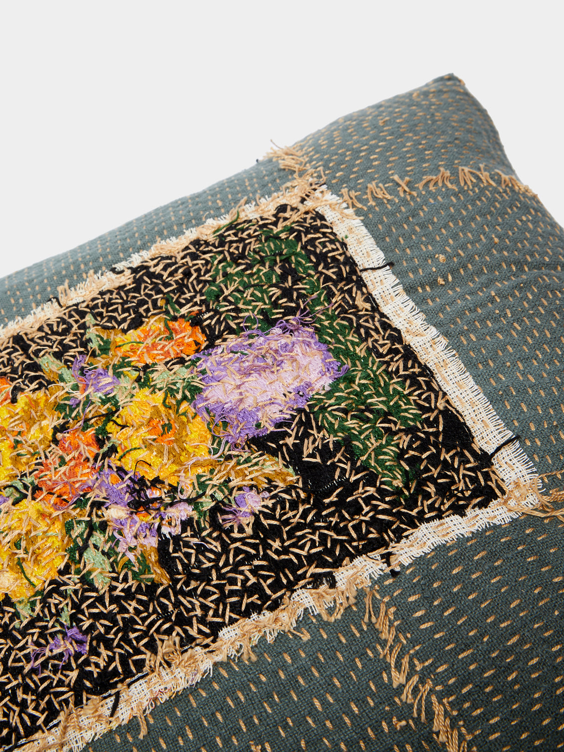 By Walid - 19th-Century Needlepoint Wool Cushion -  - ABASK