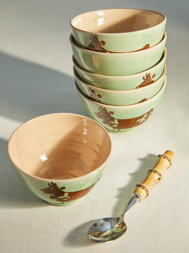 Poterie d’Évires - Cows Hand-Painted Ceramic Cereal Bowls (Set of 6) -  - ABASK