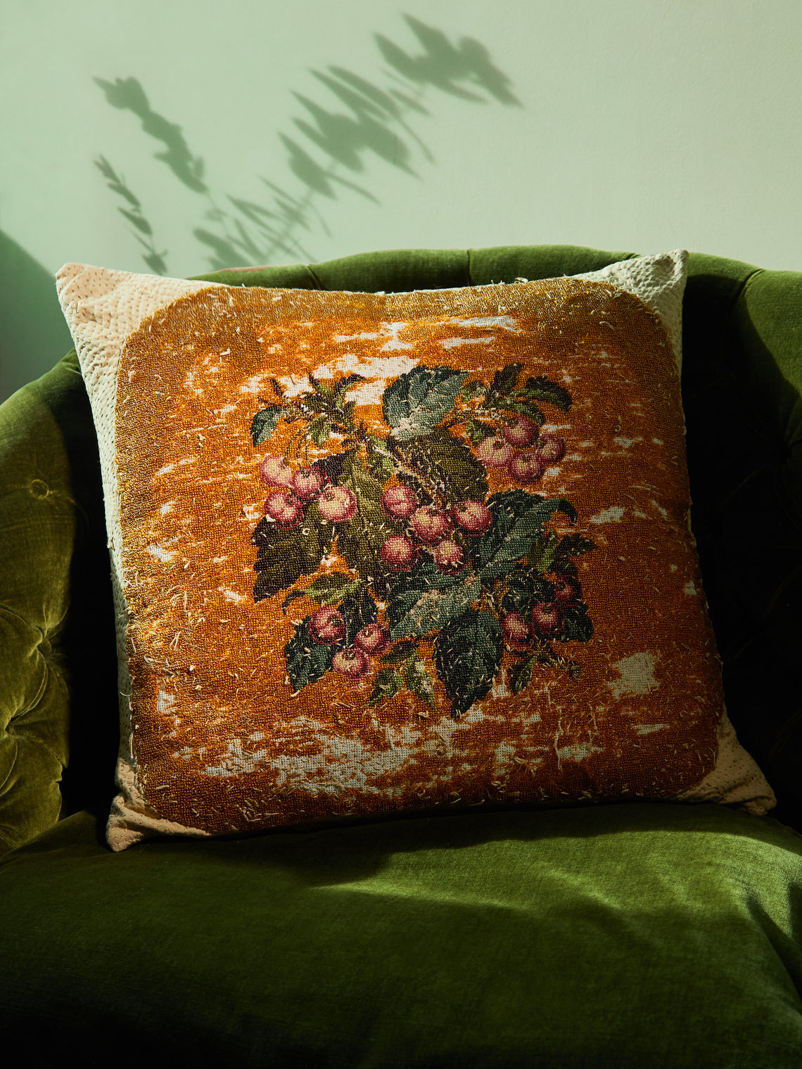 By Walid - 19th-Century Victorian Beaded Wool Cushion -  - ABASK