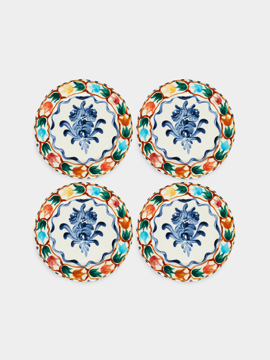 Zsuzsanna Nyul - Hand-Painted Ceramic Dinner Plates (Set of 4) -  - ABASK