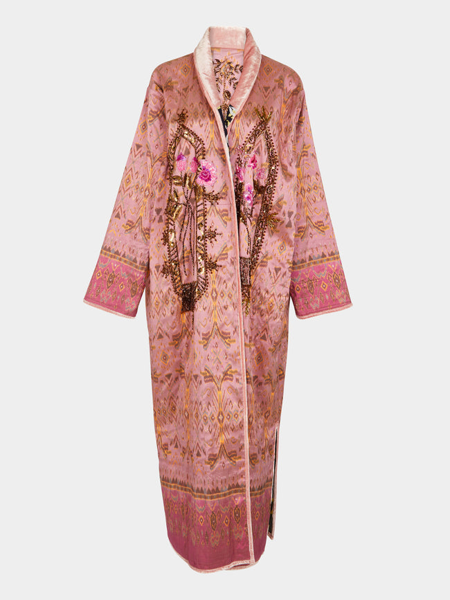 Nazzy Beglari - Hand-Painted Batik and Ikat Silk Reversible Robe | One Size -  - ABASK - 