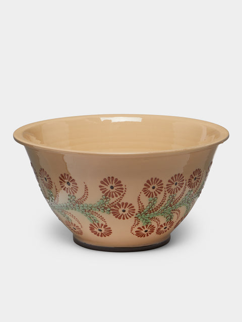 Poterie d’Évires - Flowers Hand-Painted Ceramic Large Salad Bowl -  - ABASK - 