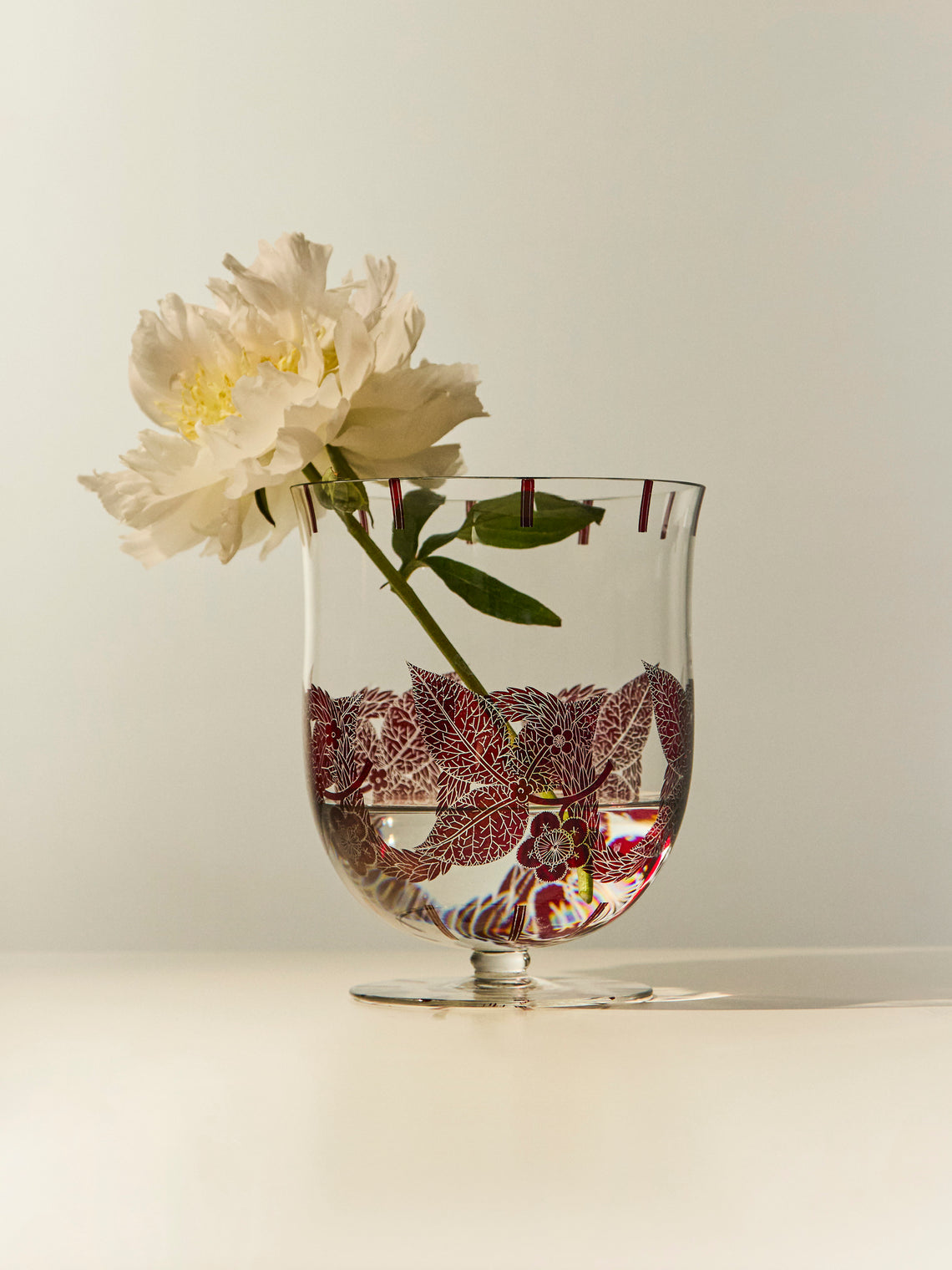 Antique and Vintage - 1930s Crystal and Ruby Enamel Vase -  - ABASK