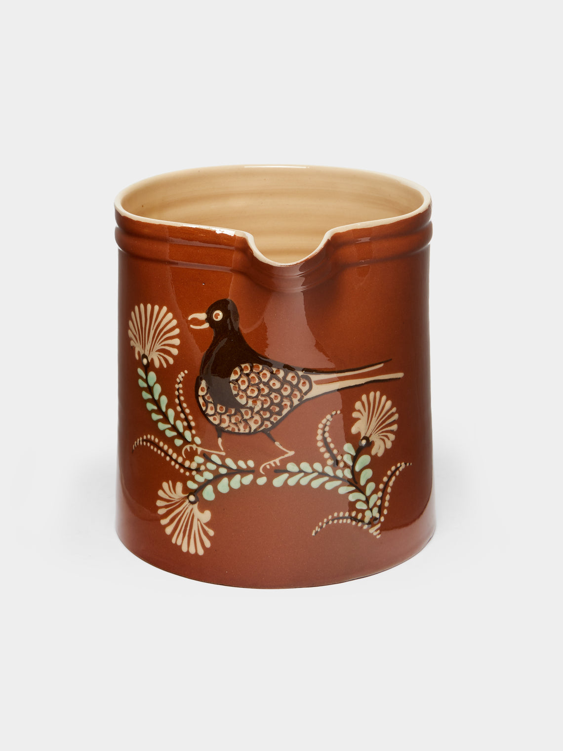 Poterie d’Évires - Birds Hand-Painted Ceramic Straight-Edge Jug -  - ABASK