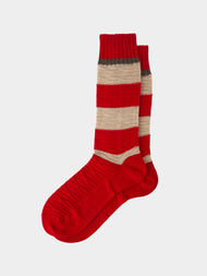 Maria La Rosa - Ribbed Cashmere and Silk Striped Socks | One Size -  - ABASK - 